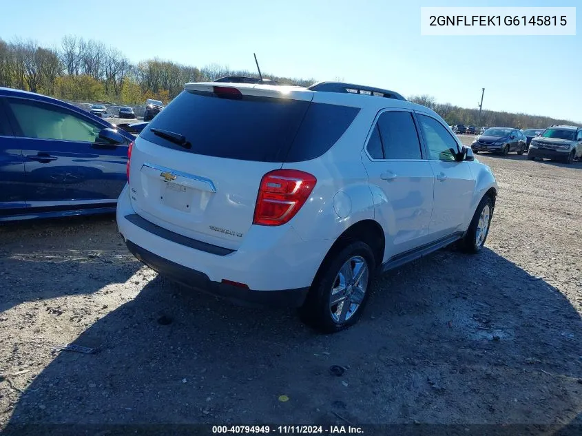 2016 Chevrolet Equinox Lt VIN: 2GNFLFEK1G6145815 Lot: 40794949