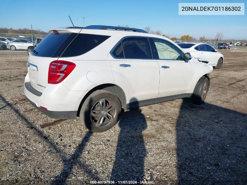 2016 Chevrolet Equinox Ltz VIN: 2GNALDEK7G1186302 Lot: 40797936