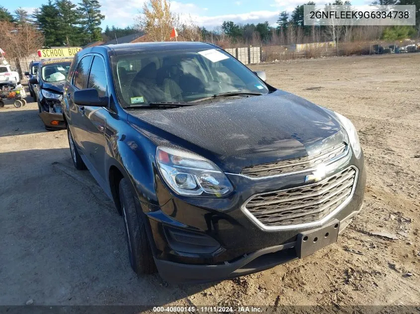 2016 Chevrolet Equinox Ls VIN: 2GNFLEEK9G6334738 Lot: 40800145