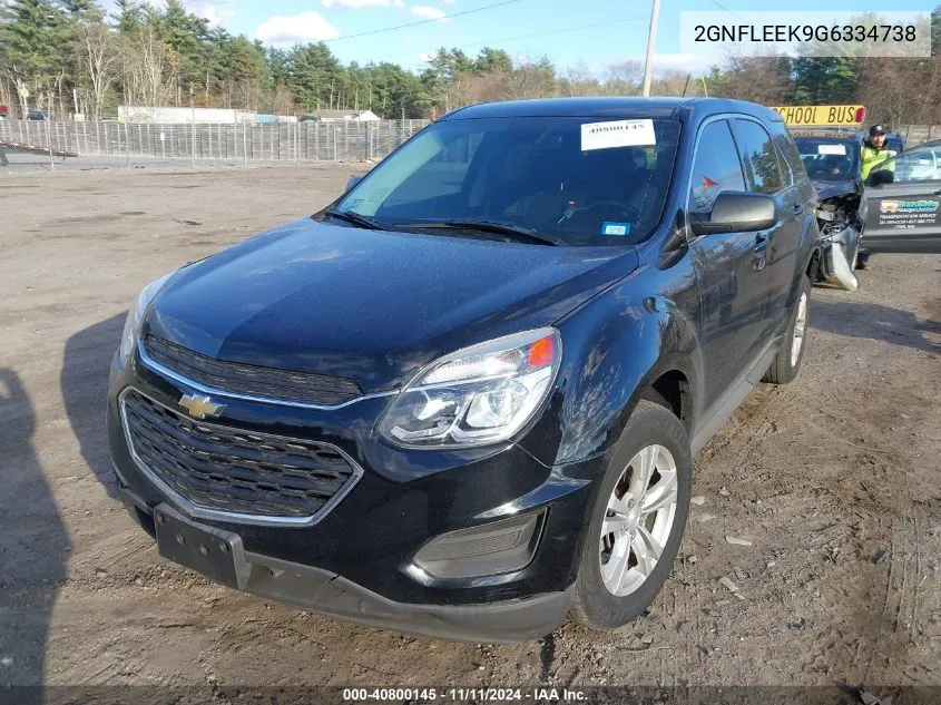 2016 Chevrolet Equinox Ls VIN: 2GNFLEEK9G6334738 Lot: 40800145