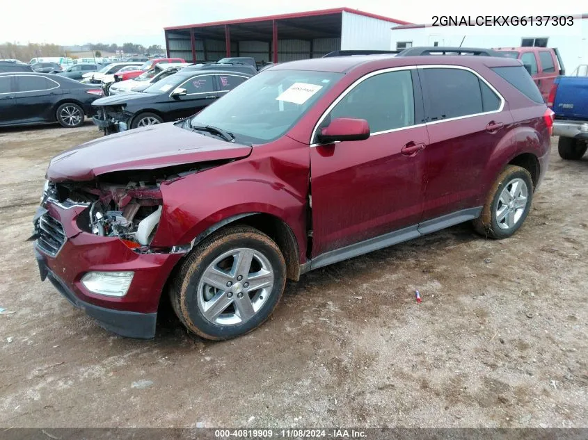 2016 Chevrolet Equinox Lt VIN: 2GNALCEKXG6137303 Lot: 40819909