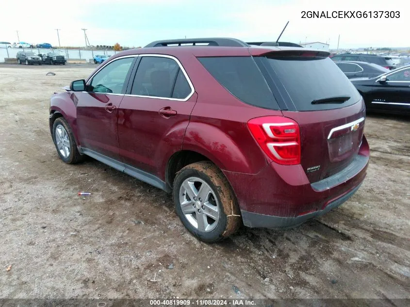 2016 Chevrolet Equinox Lt VIN: 2GNALCEKXG6137303 Lot: 40819909