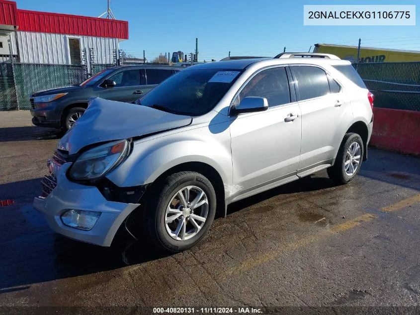 2016 Chevrolet Equinox Lt VIN: 2GNALCEKXG1106775 Lot: 40820131