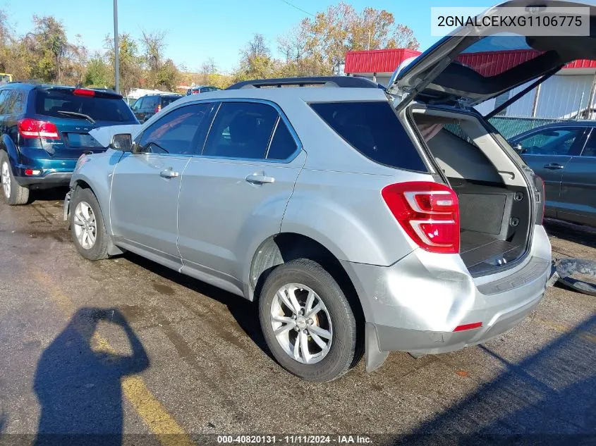 2016 Chevrolet Equinox Lt VIN: 2GNALCEKXG1106775 Lot: 40820131