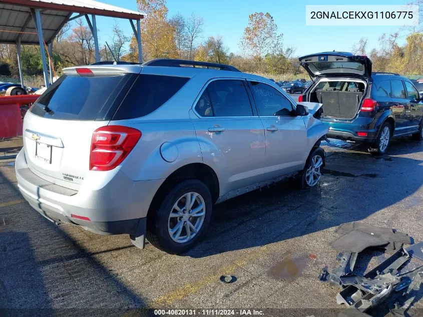 2016 Chevrolet Equinox Lt VIN: 2GNALCEKXG1106775 Lot: 40820131