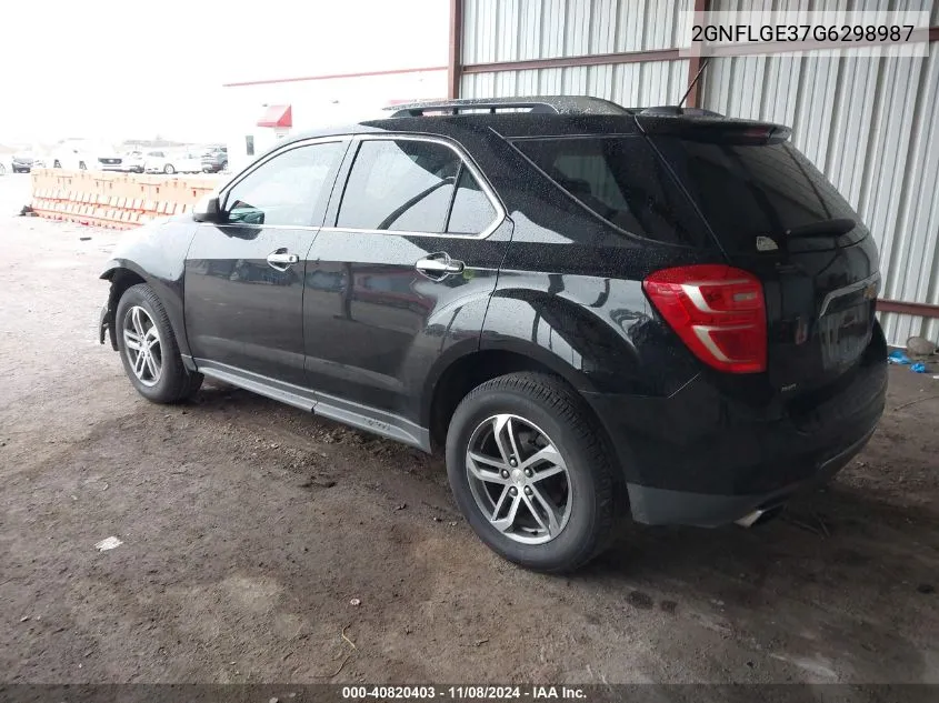 2016 Chevrolet Equinox Ltz VIN: 2GNFLGE37G6298987 Lot: 40820403