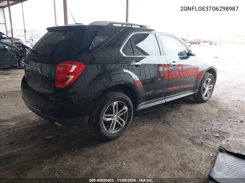 2016 Chevrolet Equinox Ltz VIN: 2GNFLGE37G6298987 Lot: 40820403