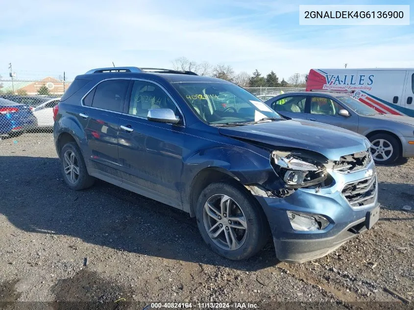 2016 Chevrolet Equinox Ltz VIN: 2GNALDEK4G6136900 Lot: 40824164