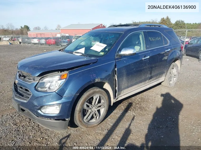 2016 Chevrolet Equinox Ltz VIN: 2GNALDEK4G6136900 Lot: 40824164