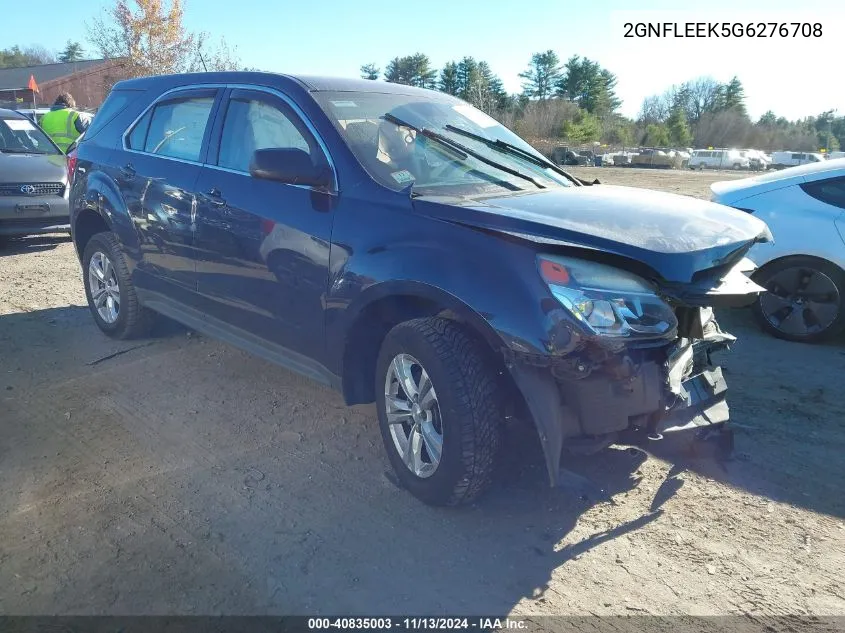 2016 Chevrolet Equinox Ls VIN: 2GNFLEEK5G6276708 Lot: 40835003