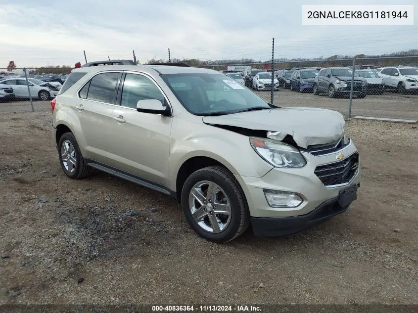 2016 Chevrolet Equinox Lt VIN: 2GNALCEK8G1181944 Lot: 40836364