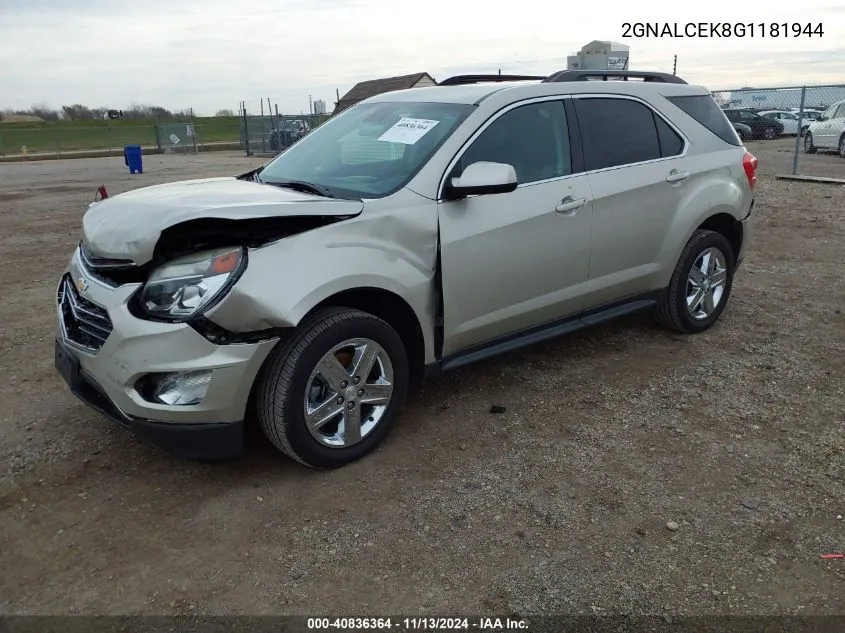 2016 Chevrolet Equinox Lt VIN: 2GNALCEK8G1181944 Lot: 40836364