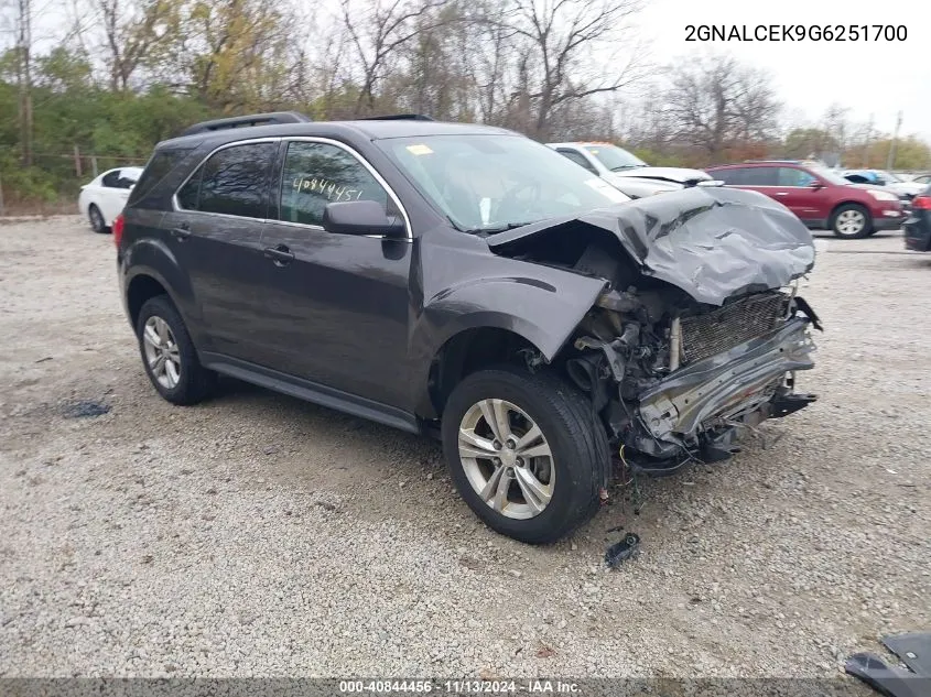 2016 Chevrolet Equinox Lt VIN: 2GNALCEK9G6251700 Lot: 40844456