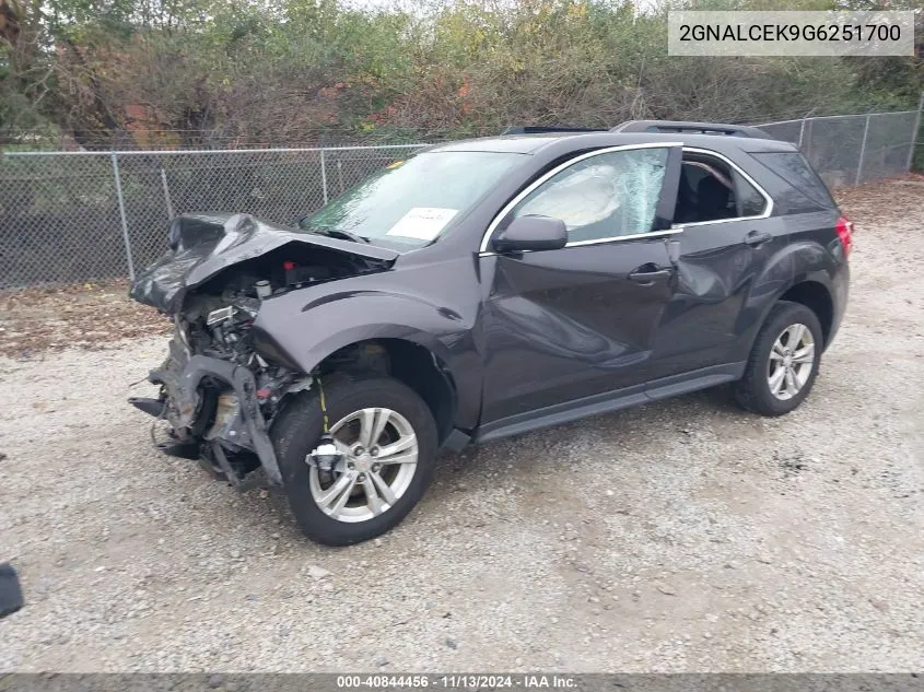 2016 Chevrolet Equinox Lt VIN: 2GNALCEK9G6251700 Lot: 40844456