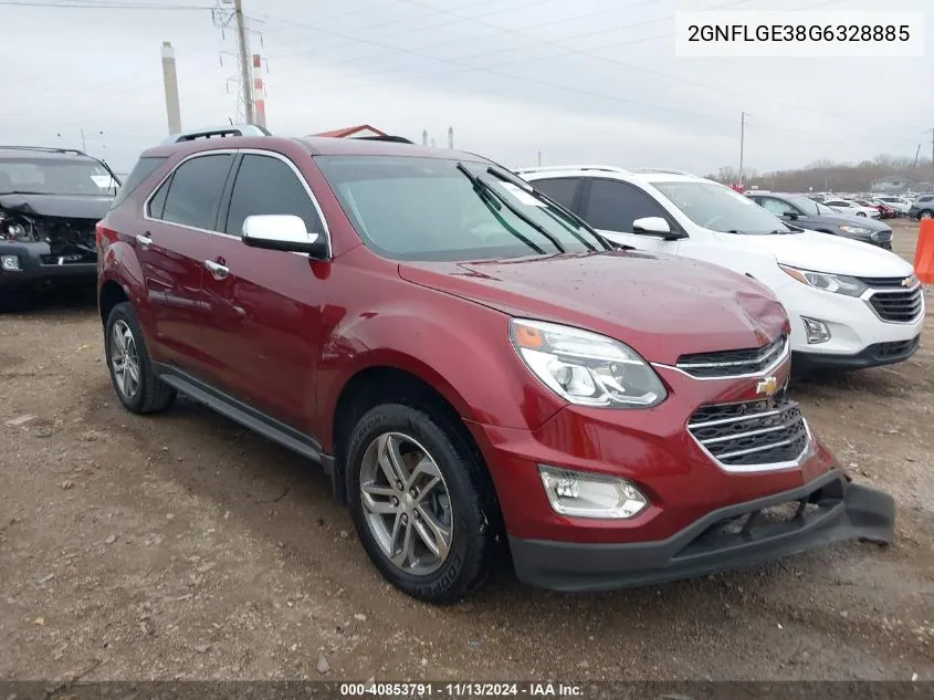 2016 Chevrolet Equinox Ltz VIN: 2GNFLGE38G6328885 Lot: 40853791