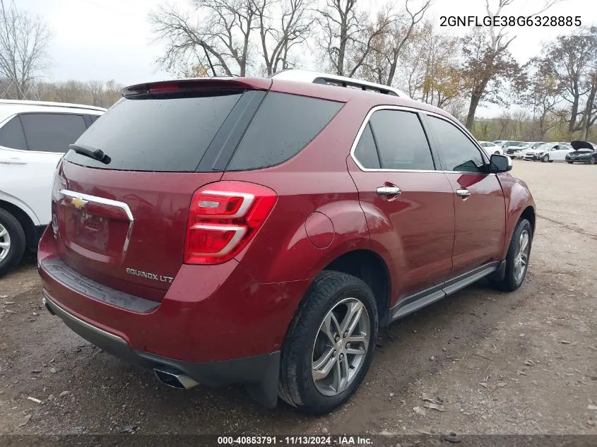 2016 Chevrolet Equinox Ltz VIN: 2GNFLGE38G6328885 Lot: 40853791