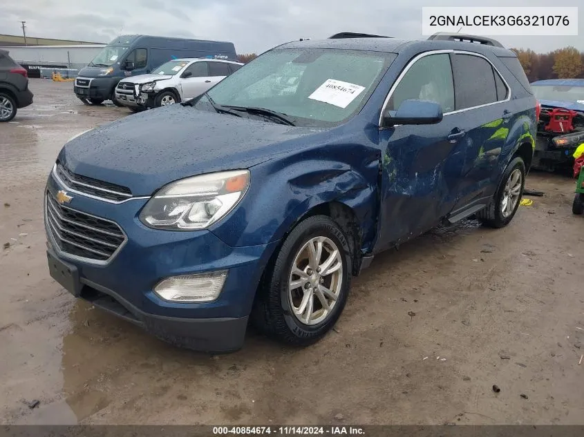 2016 Chevrolet Equinox Lt VIN: 2GNALCEK3G6321076 Lot: 40854674