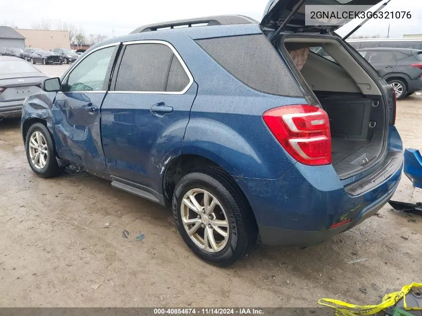 2016 Chevrolet Equinox Lt VIN: 2GNALCEK3G6321076 Lot: 40854674