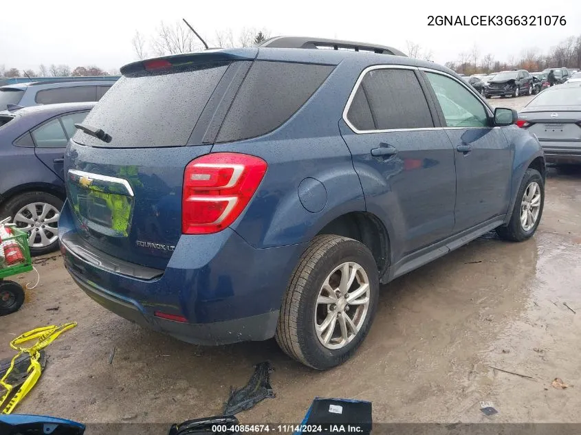 2016 Chevrolet Equinox Lt VIN: 2GNALCEK3G6321076 Lot: 40854674