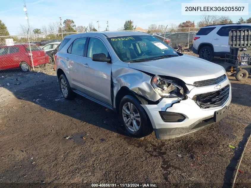 2016 Chevrolet Equinox Ls VIN: 2GNFLEEK3G6205507 Lot: 40856191