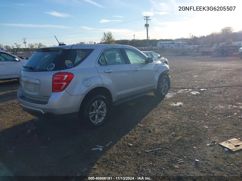 2016 Chevrolet Equinox Ls VIN: 2GNFLEEK3G6205507 Lot: 40856191