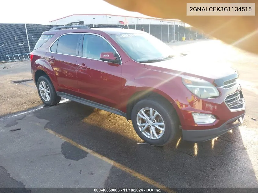 2016 Chevrolet Equinox Lt VIN: 2GNALCEK3G1134515 Lot: 40859005