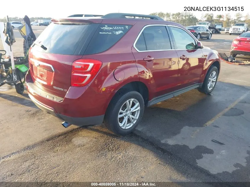 2016 Chevrolet Equinox Lt VIN: 2GNALCEK3G1134515 Lot: 40859005