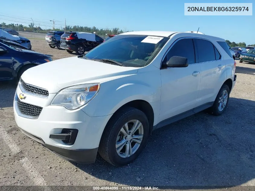 2016 Chevrolet Equinox Ls VIN: 2GNALBEK8G6325974 Lot: 40864095