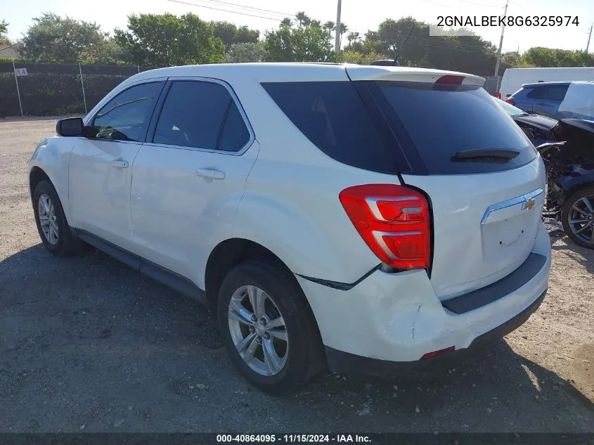 2016 Chevrolet Equinox Ls VIN: 2GNALBEK8G6325974 Lot: 40864095