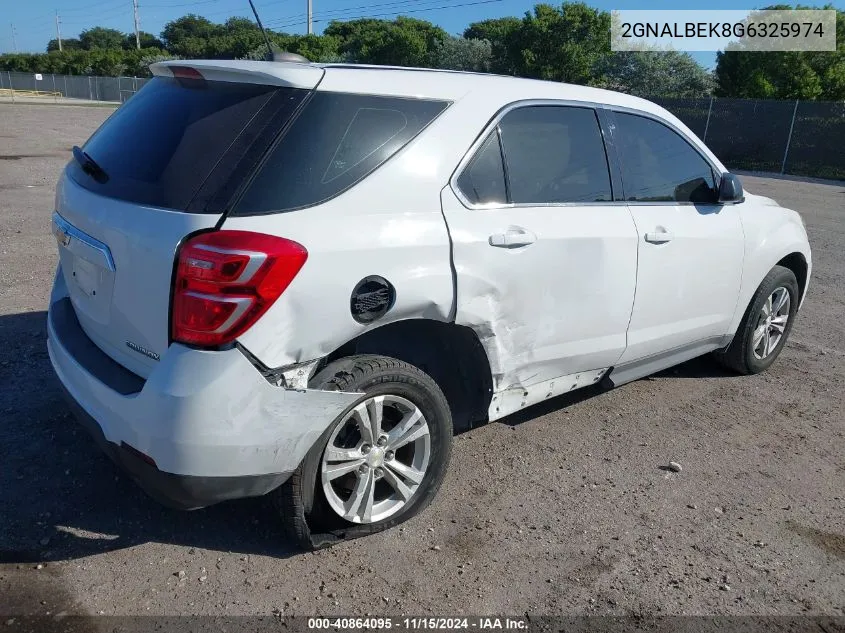 2016 Chevrolet Equinox Ls VIN: 2GNALBEK8G6325974 Lot: 40864095