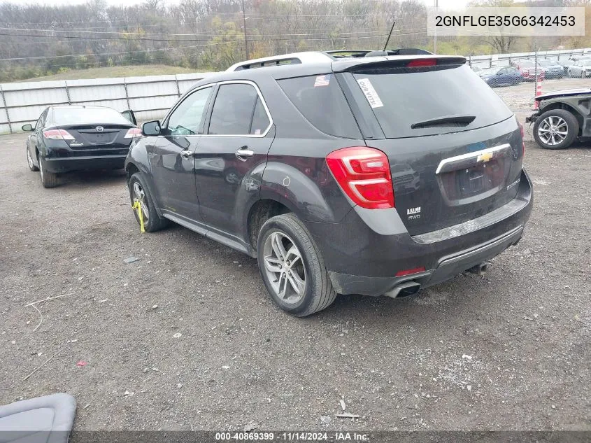 2016 Chevrolet Equinox Ltz VIN: 2GNFLGE35G6342453 Lot: 40869399