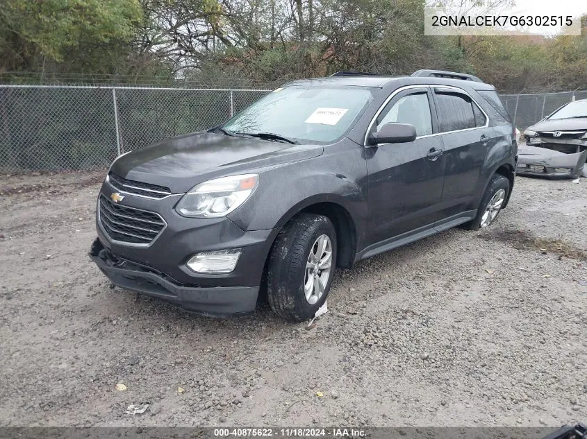 2016 Chevrolet Equinox Lt VIN: 2GNALCEK7G6302515 Lot: 40875622