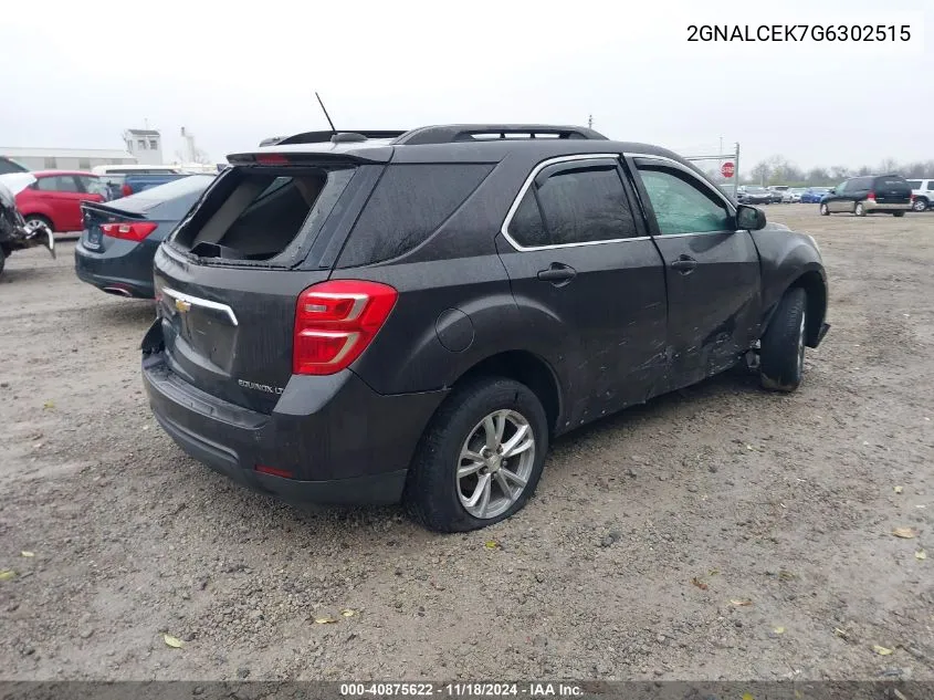 2016 Chevrolet Equinox Lt VIN: 2GNALCEK7G6302515 Lot: 40875622