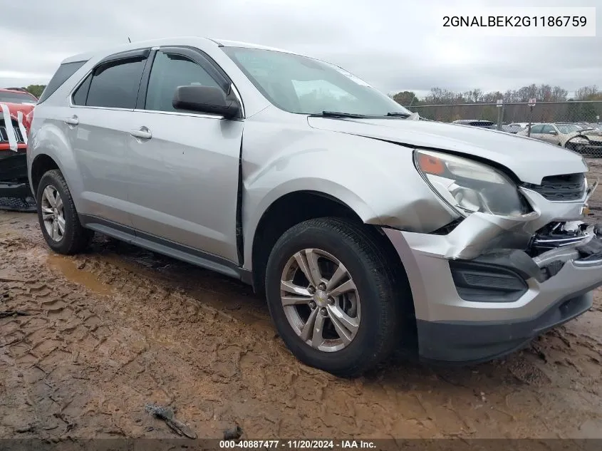 2016 Chevrolet Equinox Ls VIN: 2GNALBEK2G1186759 Lot: 40887477