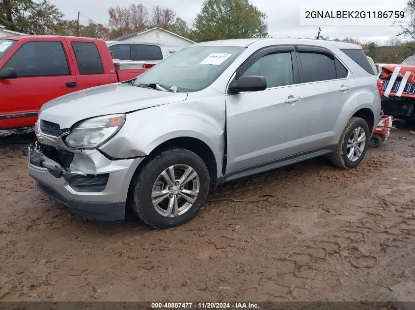 2016 Chevrolet Equinox Ls VIN: 2GNALBEK2G1186759 Lot: 40887477