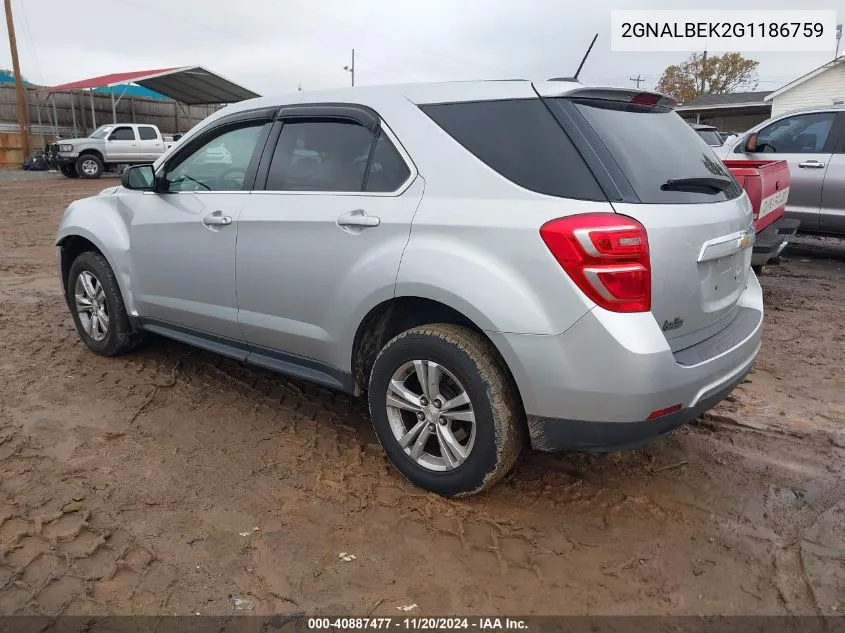 2016 Chevrolet Equinox Ls VIN: 2GNALBEK2G1186759 Lot: 40887477