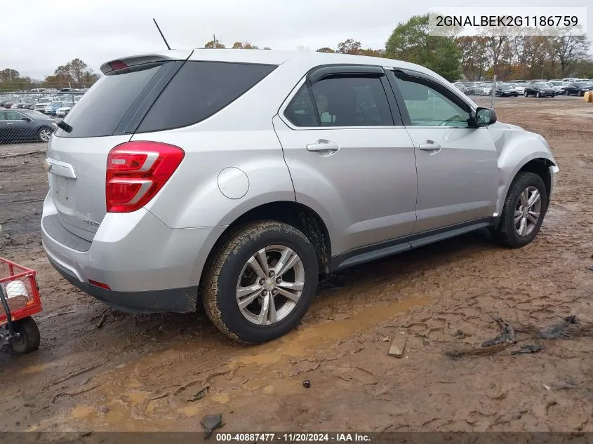 2016 Chevrolet Equinox Ls VIN: 2GNALBEK2G1186759 Lot: 40887477