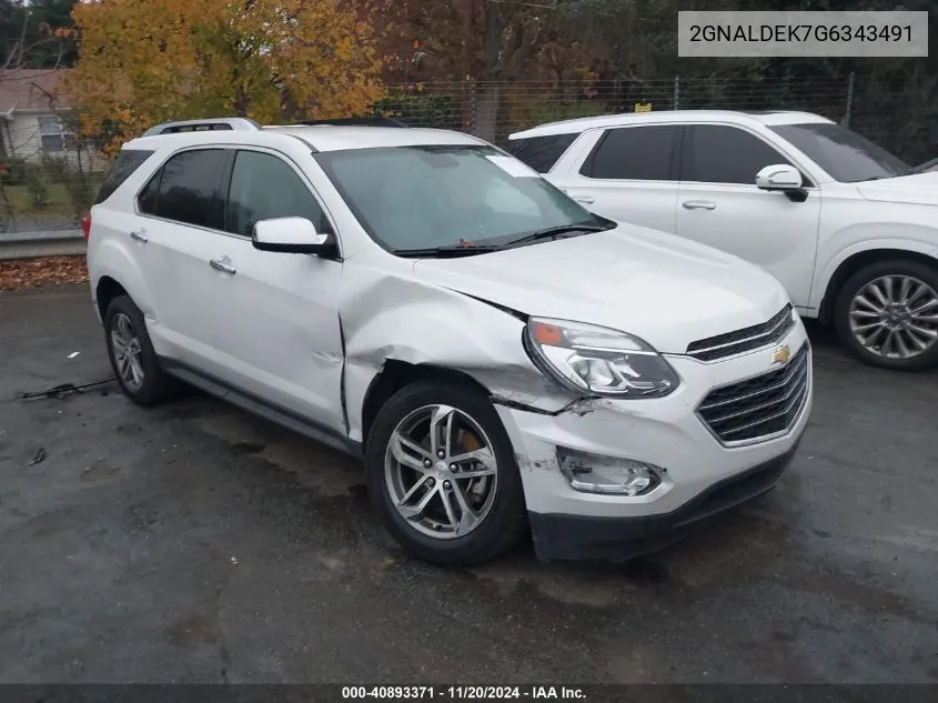 2016 Chevrolet Equinox Ltz VIN: 2GNALDEK7G6343491 Lot: 40893371