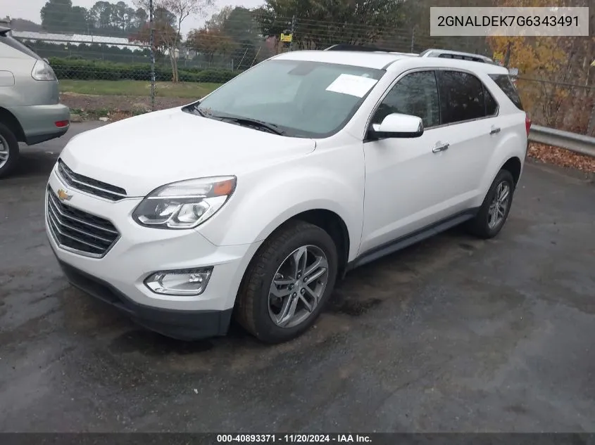 2016 Chevrolet Equinox Ltz VIN: 2GNALDEK7G6343491 Lot: 40893371