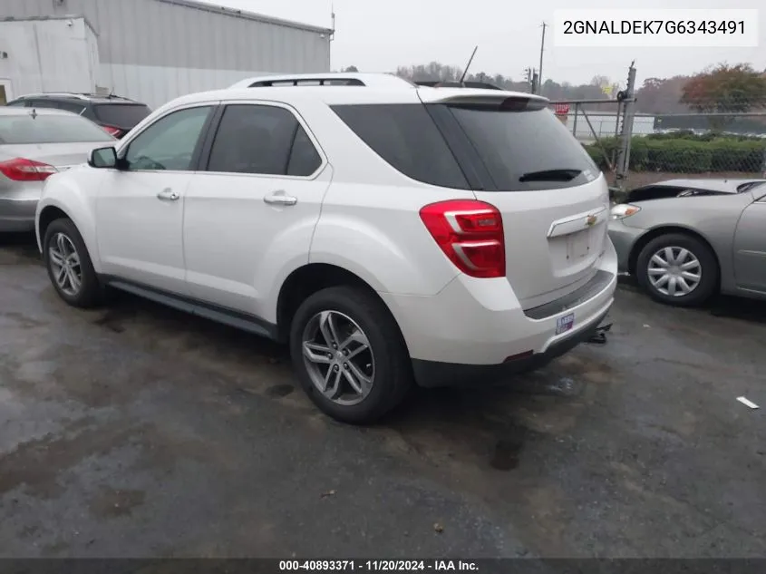 2016 Chevrolet Equinox Ltz VIN: 2GNALDEK7G6343491 Lot: 40893371