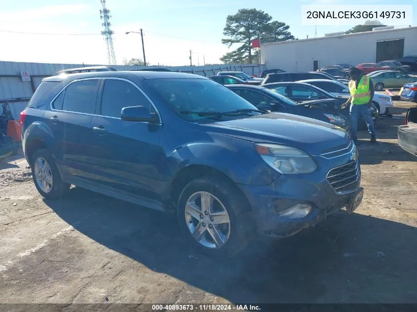 2016 Chevrolet Equinox Lt VIN: 2GNALCEK3G6149731 Lot: 40893673