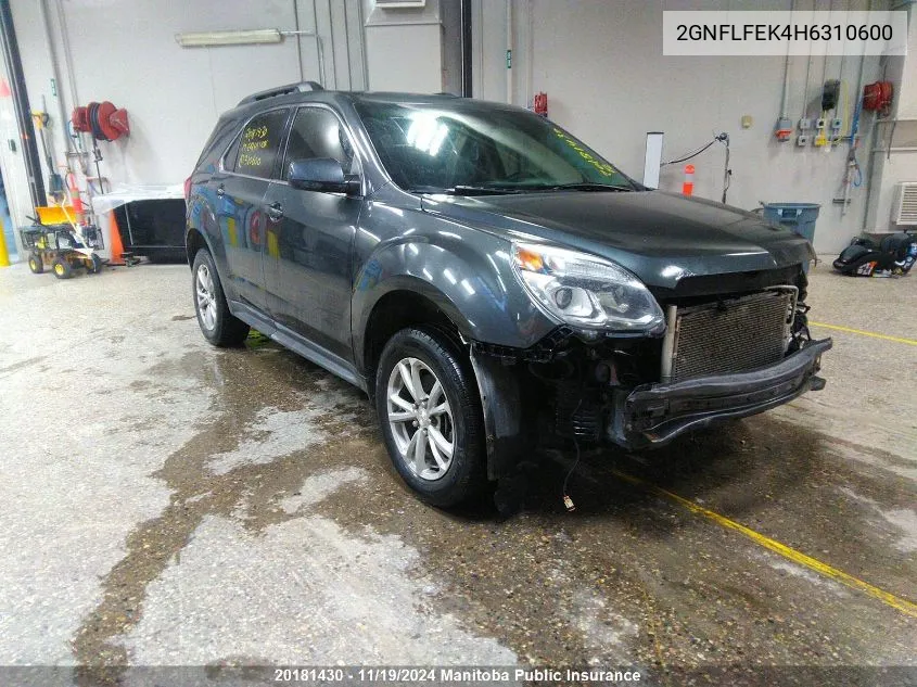 2017 Chevrolet Equinox VIN: 2GNFLFEK4H6310600 Lot: 20181430