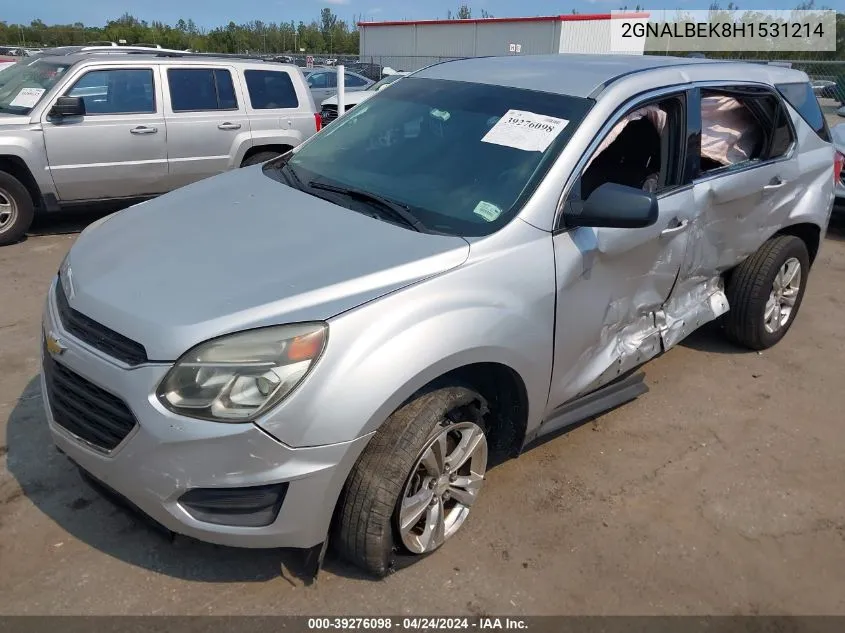 2017 Chevrolet Equinox Ls VIN: 2GNALBEK8H1531214 Lot: 39276098