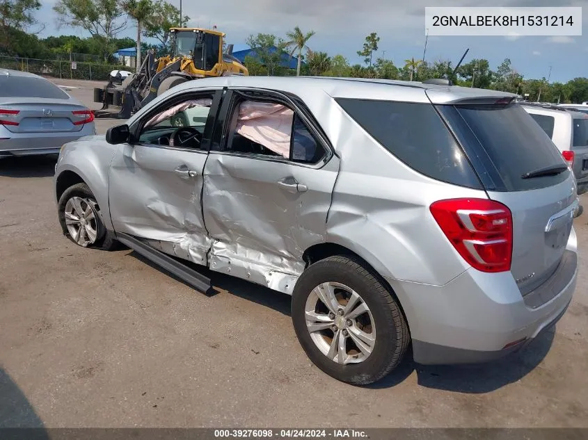 2017 Chevrolet Equinox Ls VIN: 2GNALBEK8H1531214 Lot: 39276098