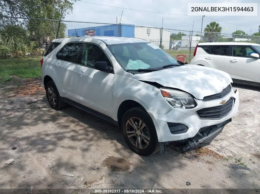 2017 Chevrolet Equinox Ls VIN: 2GNALBEK3H1594463 Lot: 39392317