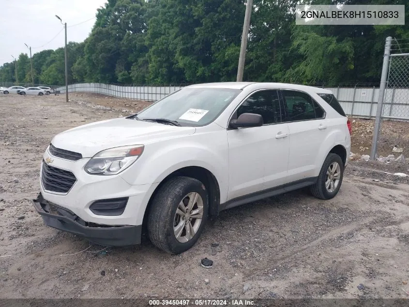 2017 Chevrolet Equinox Ls VIN: 2GNALBEK8H1510833 Lot: 39450497