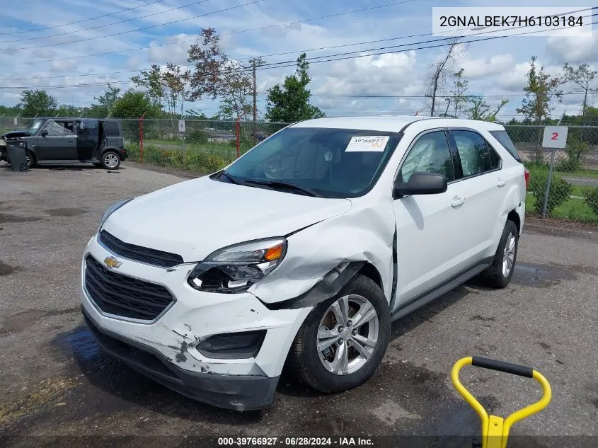 2017 Chevrolet Equinox Ls VIN: 2GNALBEK7H6103184 Lot: 39766927