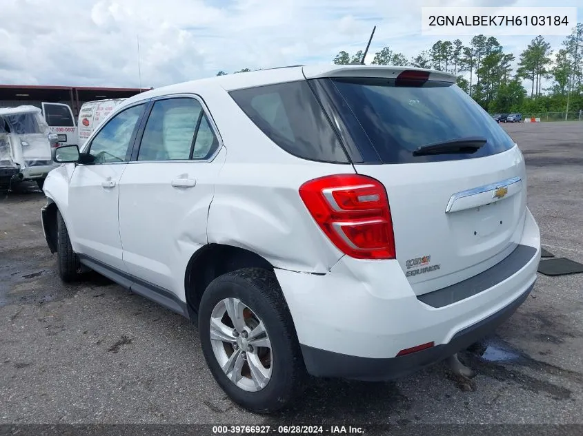 2017 Chevrolet Equinox Ls VIN: 2GNALBEK7H6103184 Lot: 39766927