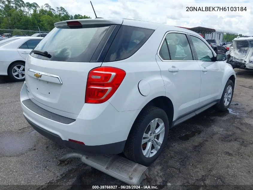 2017 Chevrolet Equinox Ls VIN: 2GNALBEK7H6103184 Lot: 39766927