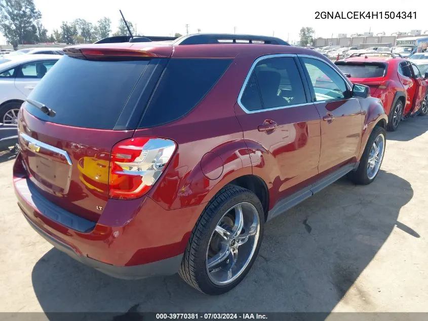 2017 Chevrolet Equinox Lt VIN: 2GNALCEK4H1504341 Lot: 39770381